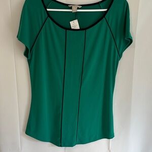 Banana Republic Teal Blouse with Black Trim